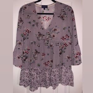 Lilac Floral Boho Blouse